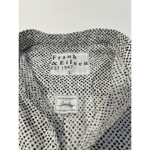 Frank & Eileen Joedy White W/ Tiny Black hearts Print Button up Shirt Size L